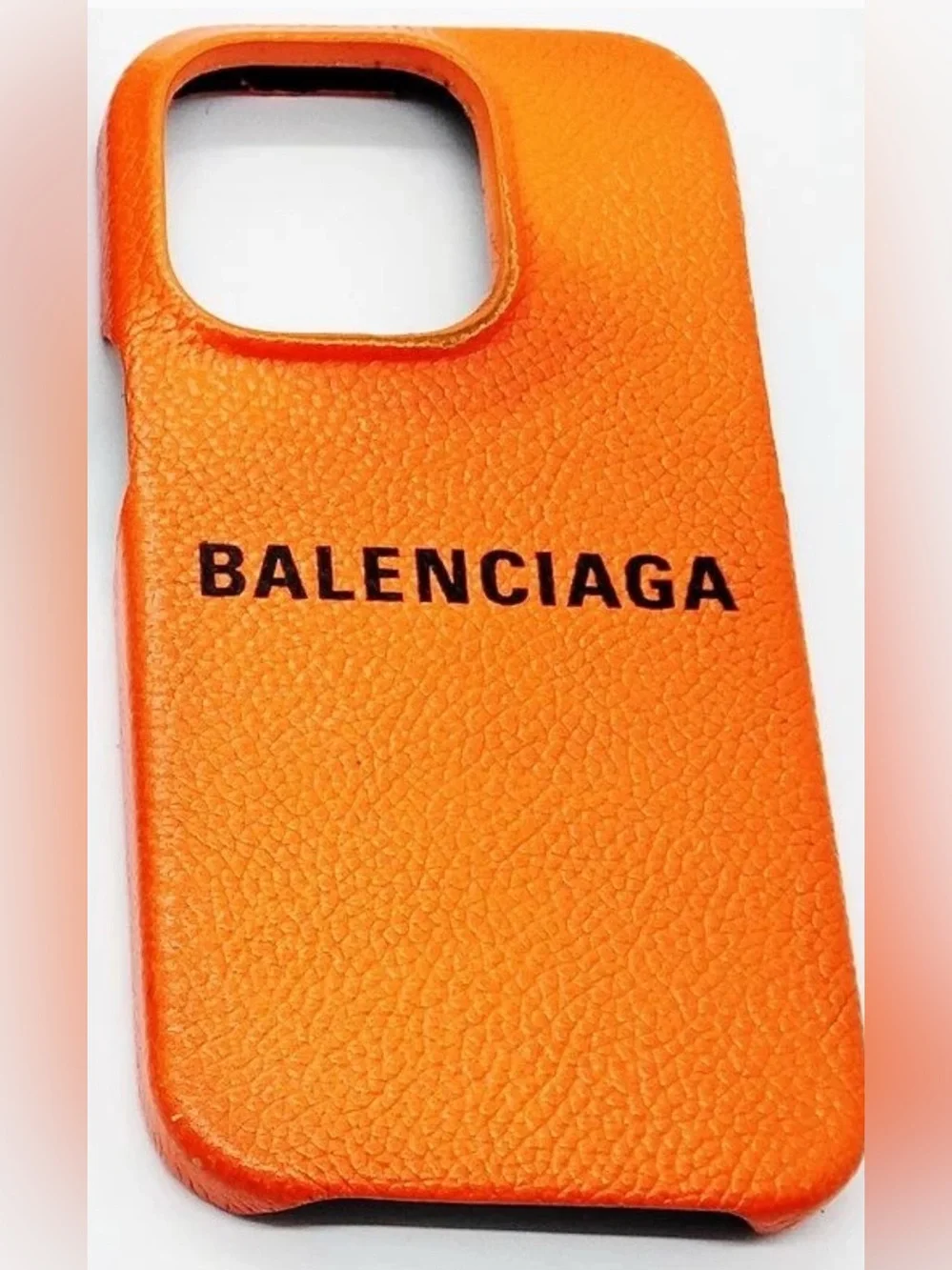 BALENCIAGA Bold Orange Leather Cash Iphone 14 Pro Case . Full inclusion.